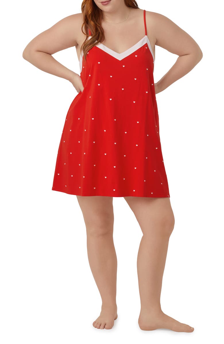 BedHead Pajamas Heart Print Stretch Organic Cotton Chemise, Alternate, color, 