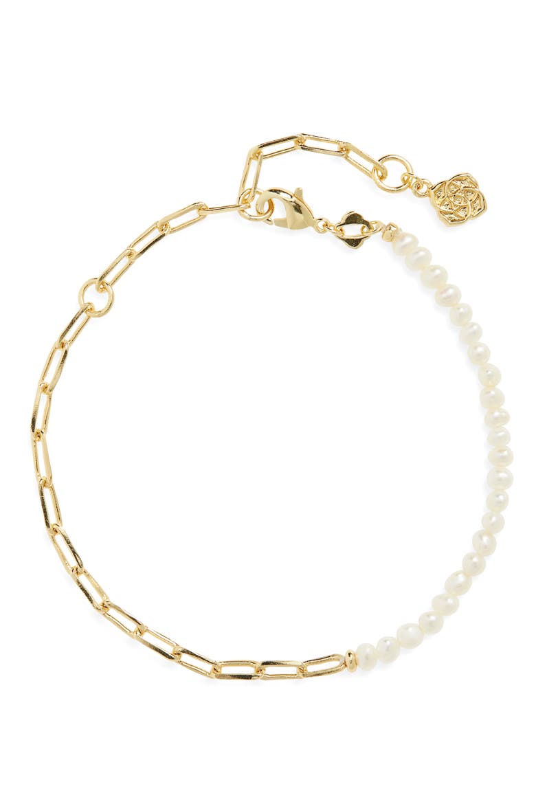 Markie Half Chain & Freshwater Pearl Bracelet, Main, color, GOLD FRESHWATER CULTURED PEARL