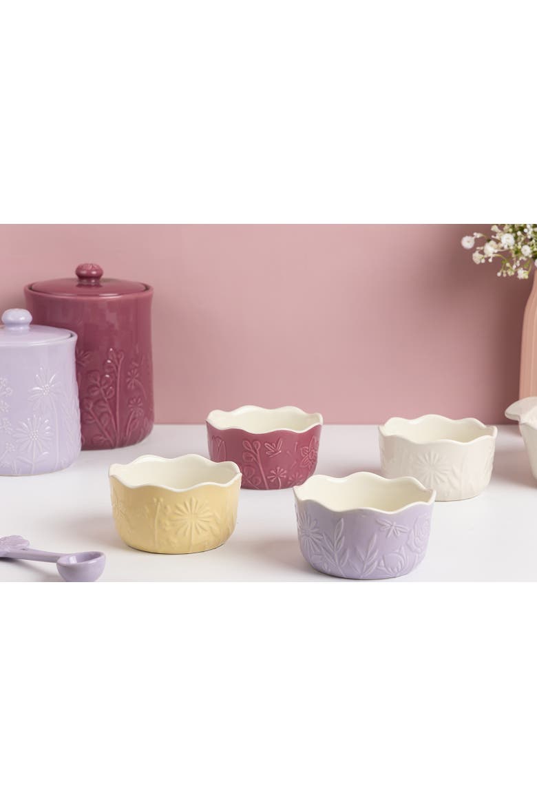 In The Meadow Ramekins with Embossed Floral Design, Set of 4, Alternate, color, Multicolor
