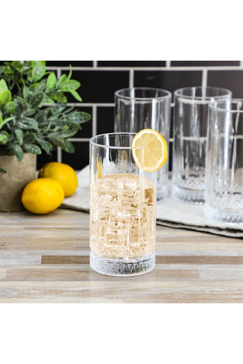 4 Piece 16 Ounce Iceberg Embossed Glass Tumbler Set, Alternate, color, Clear