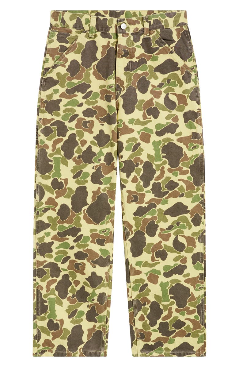 Carhartt Work In Progress Single Knee Organic Cotton Duck Canvas Pants, Main, color, Camo Duck Green Stone Washed