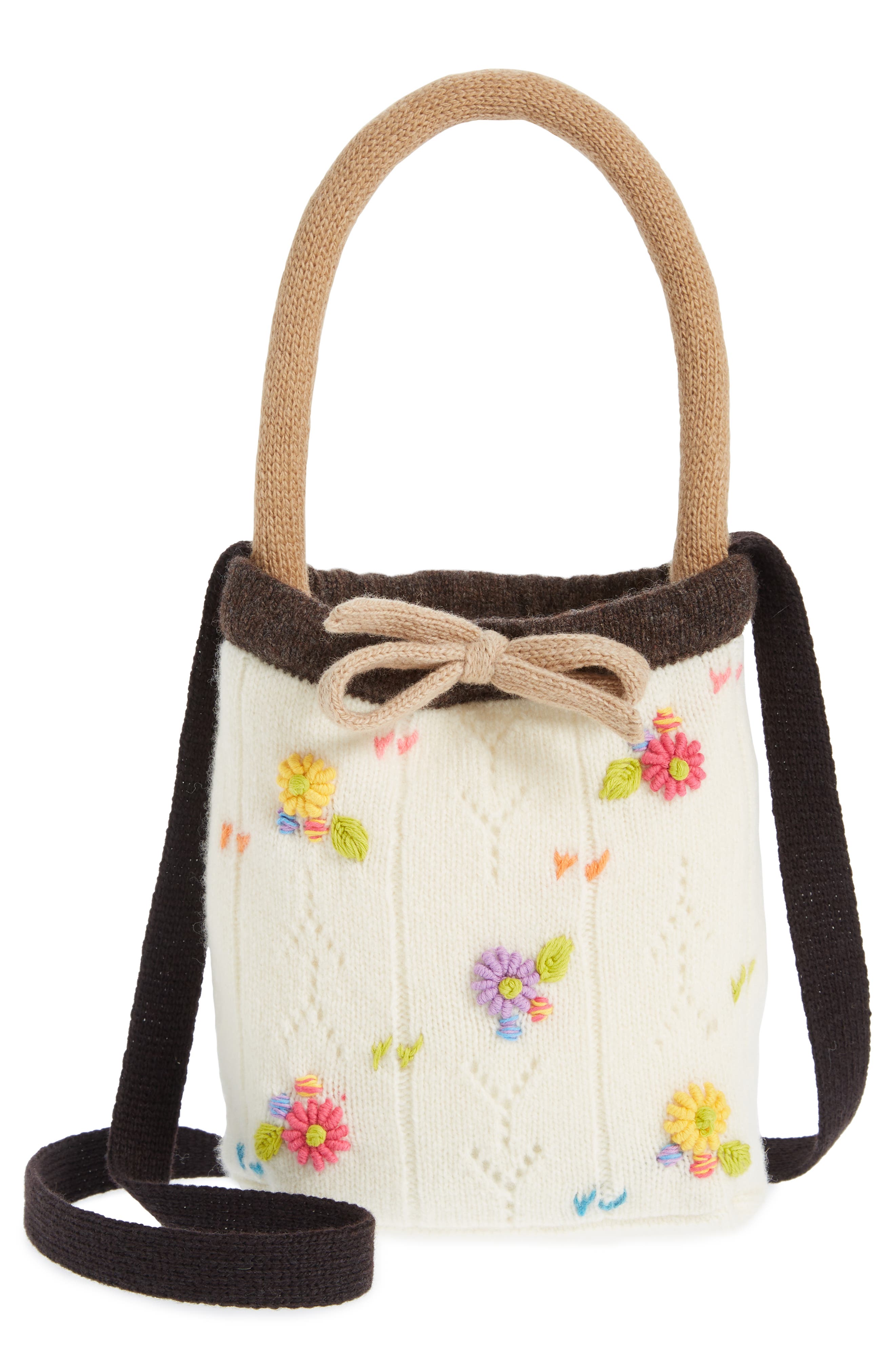 YanYan Daisy Embroidered Knit Handbag, Main, color, 