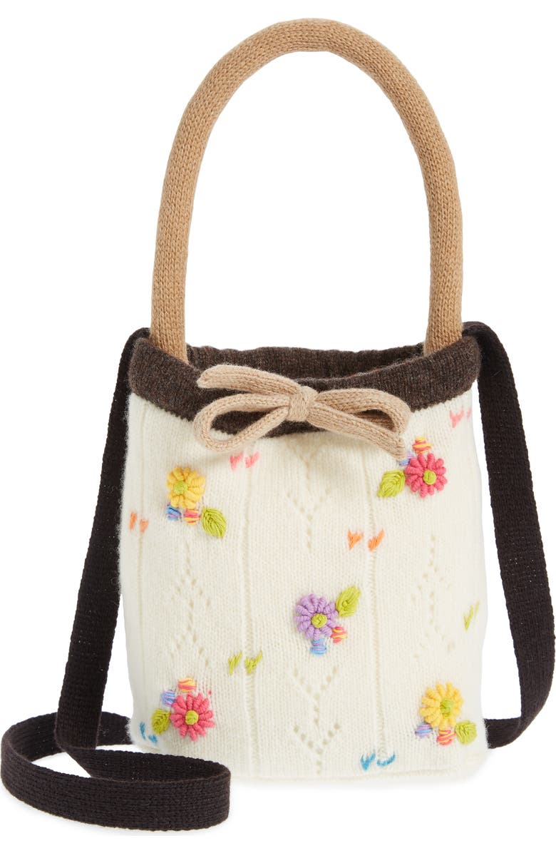 YanYan Daisy Embroidered Knit Handbag, Main, color,