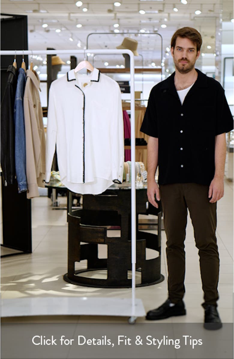 Idania Embroidered Trim Organic Cotton Button-Up Shirt, sales video thumbnail