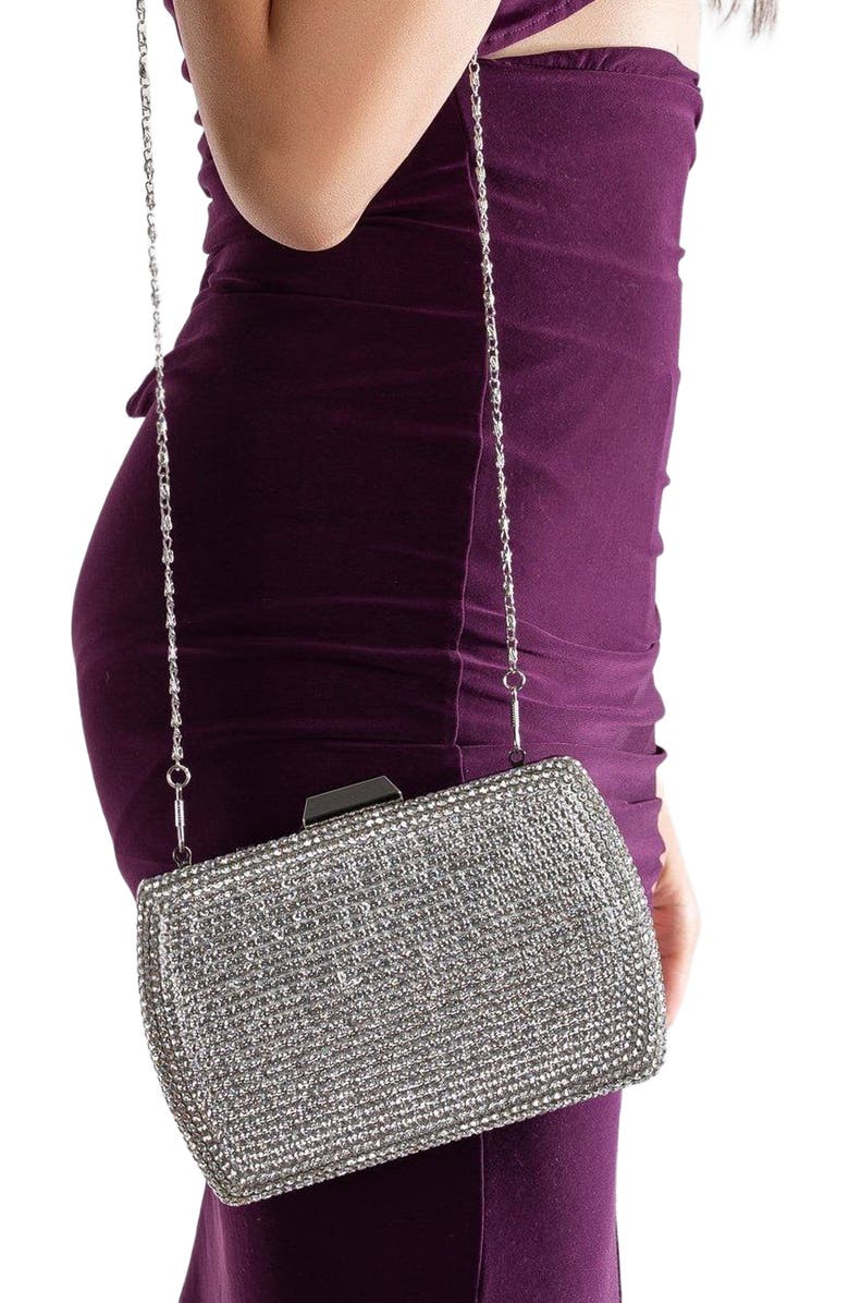 Forever & Always Shoes Francisca Clutch Evening Purse, Alternate, color, Grey Glitter