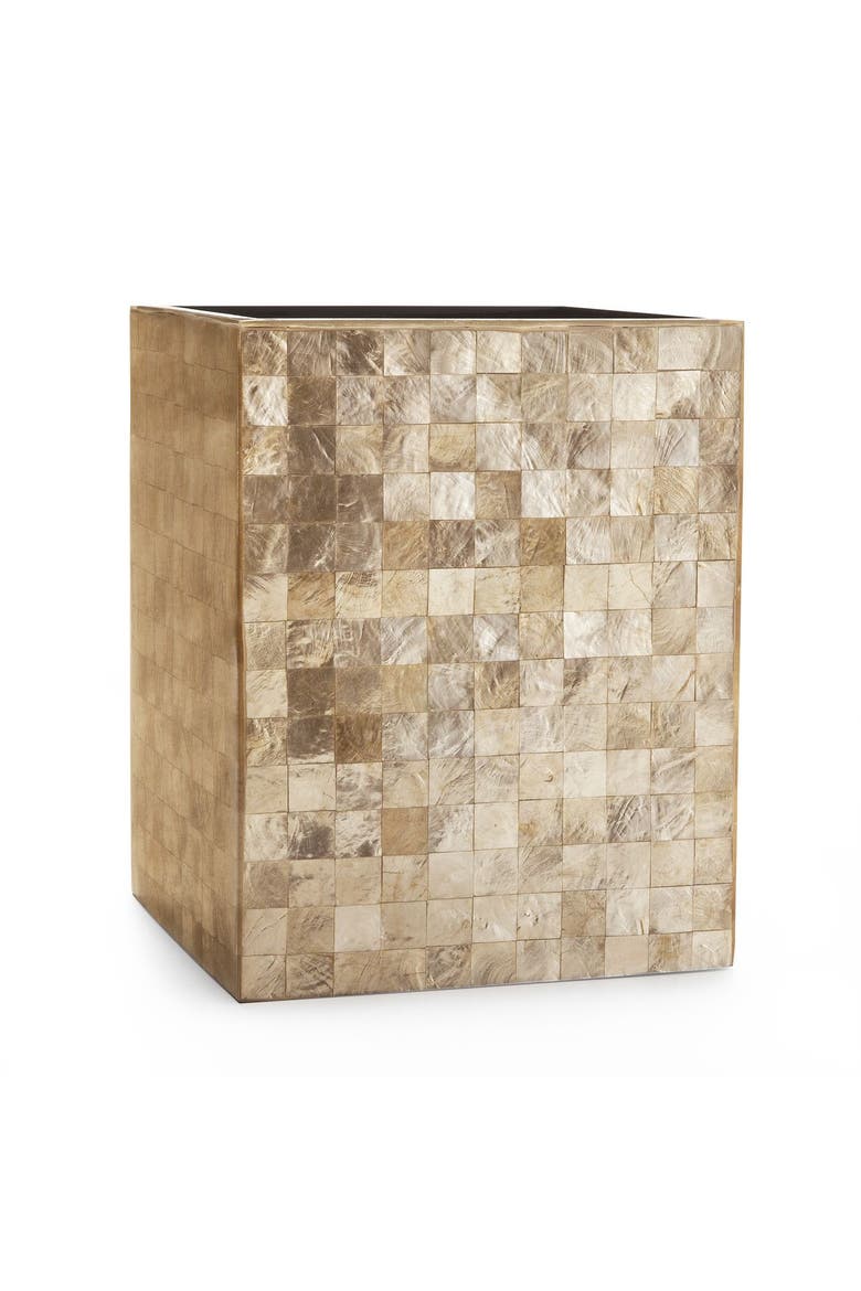 Capiz Champagne Waste Basket, Main, color, GOLD