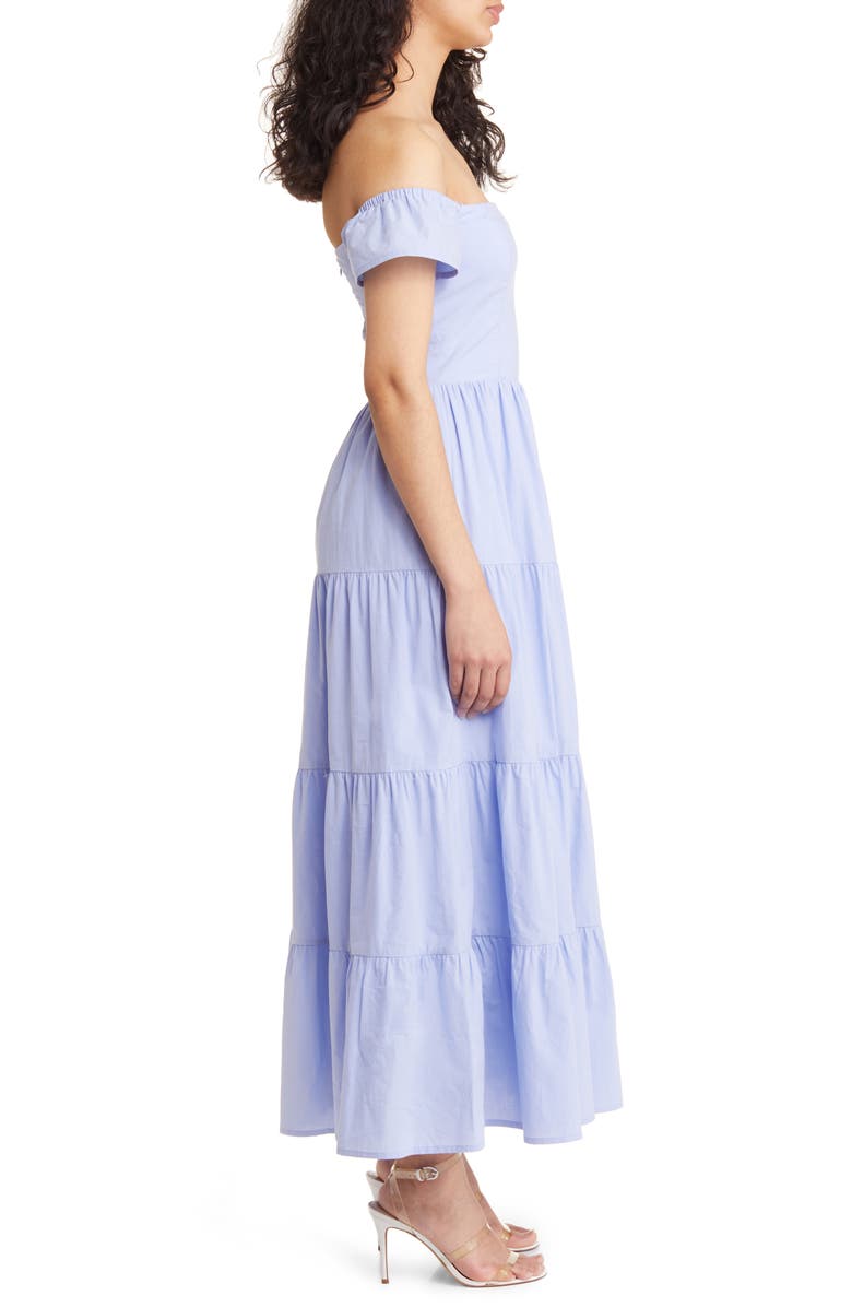 Charles Henry Off the Shoulder Tiered Cotton Dress, Alternate, color, 