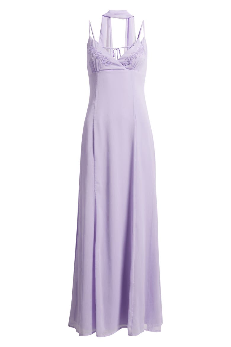 Jadira Open Back Maxi Dress & Scarf Set, Alternate, color, PURPLE