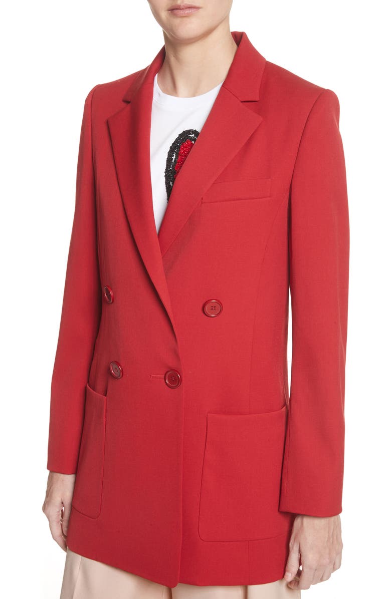 Oscar de la Renta Stretch Wool Boyfriend Blazer, Alternate, color,