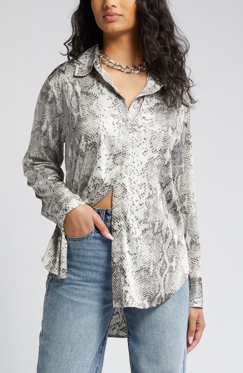 Open Edit Satin Button-Up Shirt, Alternate, color,