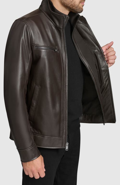 Andrew Marc Leather Moto Jacket With Attached Bib In Black