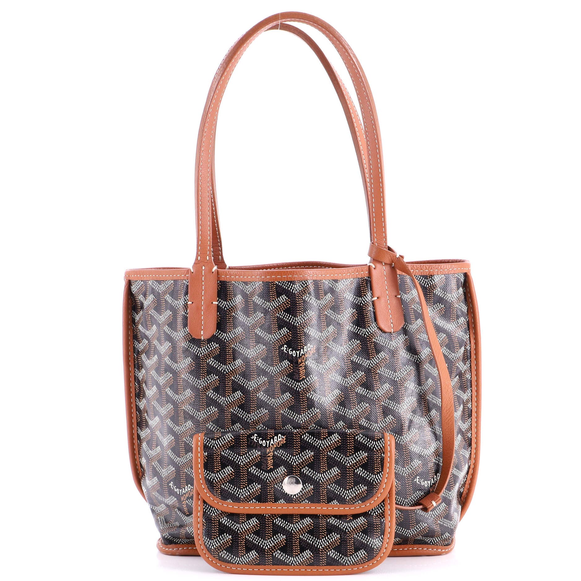 Pre-Owned Goyard Anjou Reversible Tote Coated Canvas Mini, Alternate, color, Brown