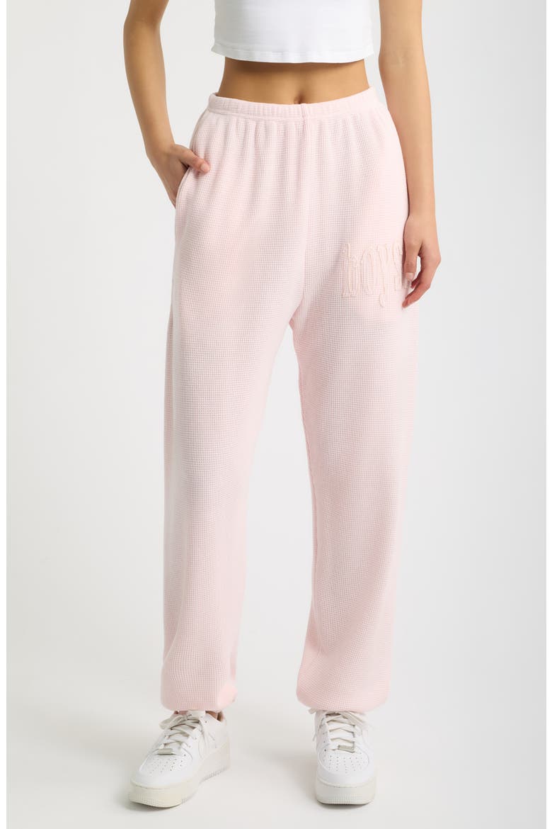 Kimmy Waffle Knit Jogger Sweatpants, Main, color, PALE PINK