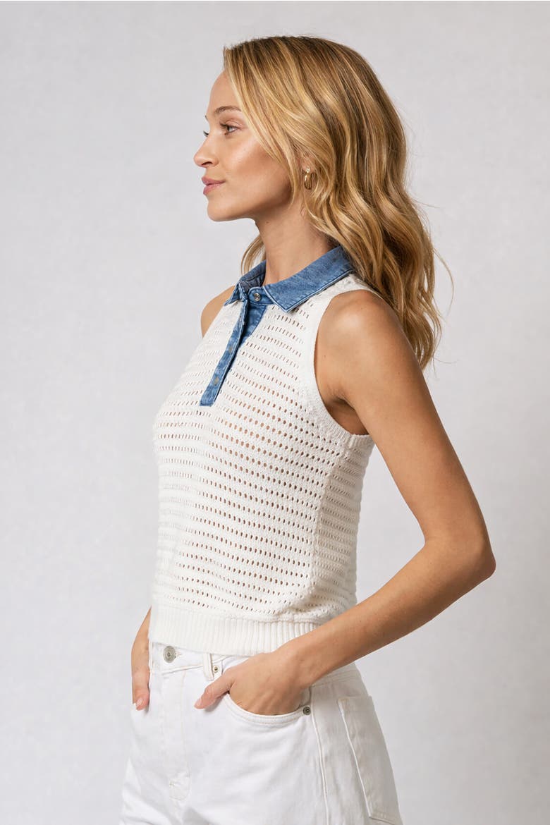 Coen Denim Collar Polo, Alternate, color, WHITE