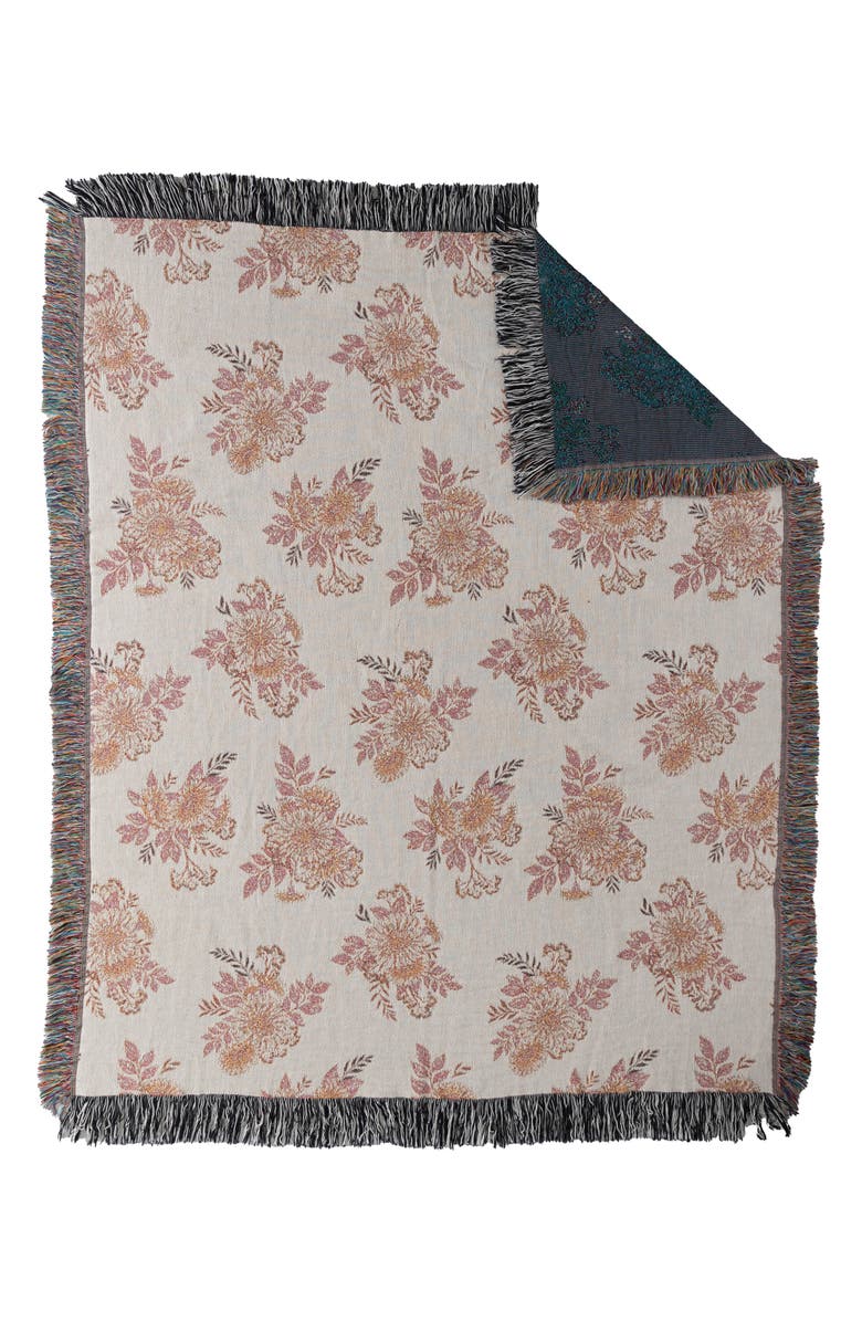 Deny Designs Avenie Cottage Garden Fringe Throw Blanket, Alternate, color, Beige