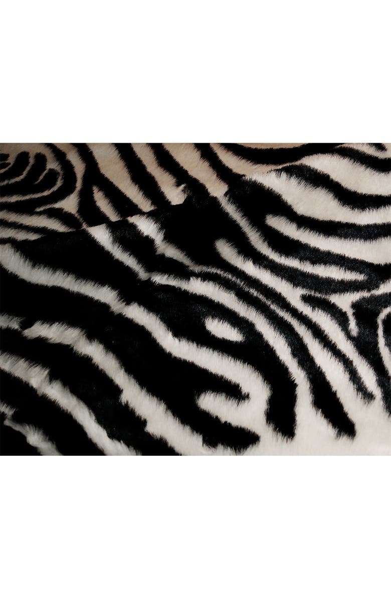 LUXE Faux Fur Hide Area Rug/Throw - Zebra Black/White, Alternate, color,