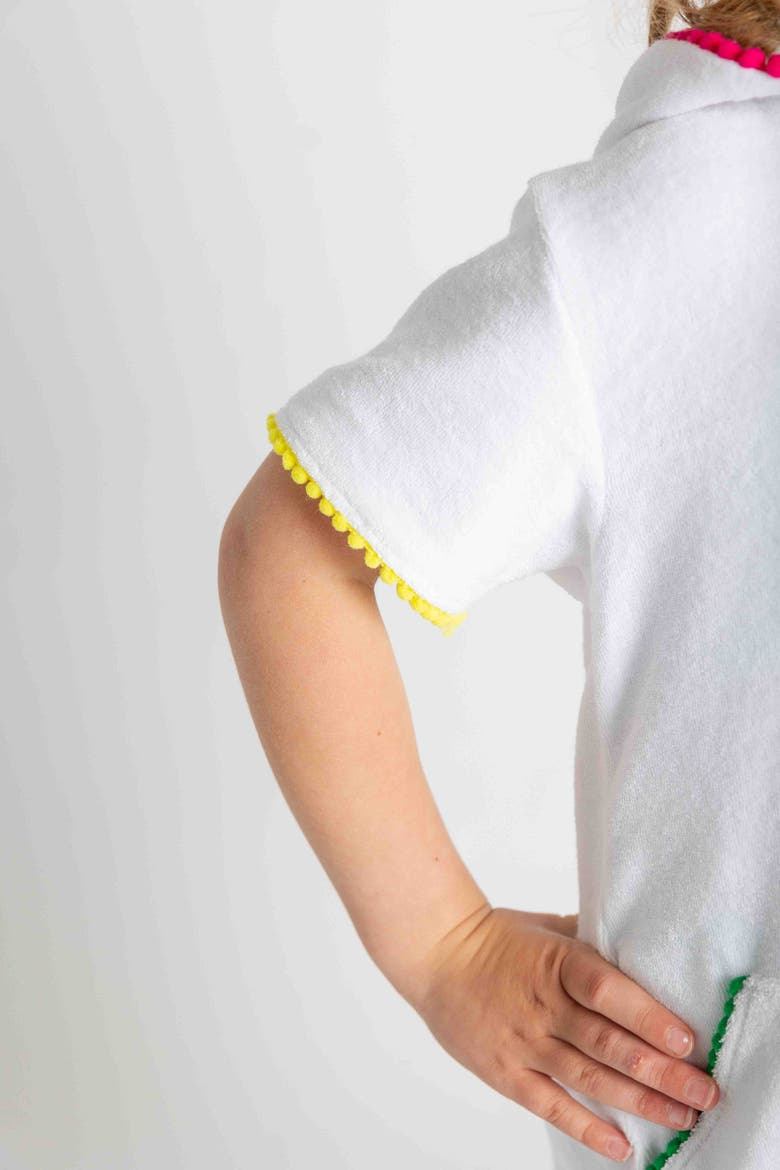 Terry Coverup With Pom Poms, Alternate, color, White