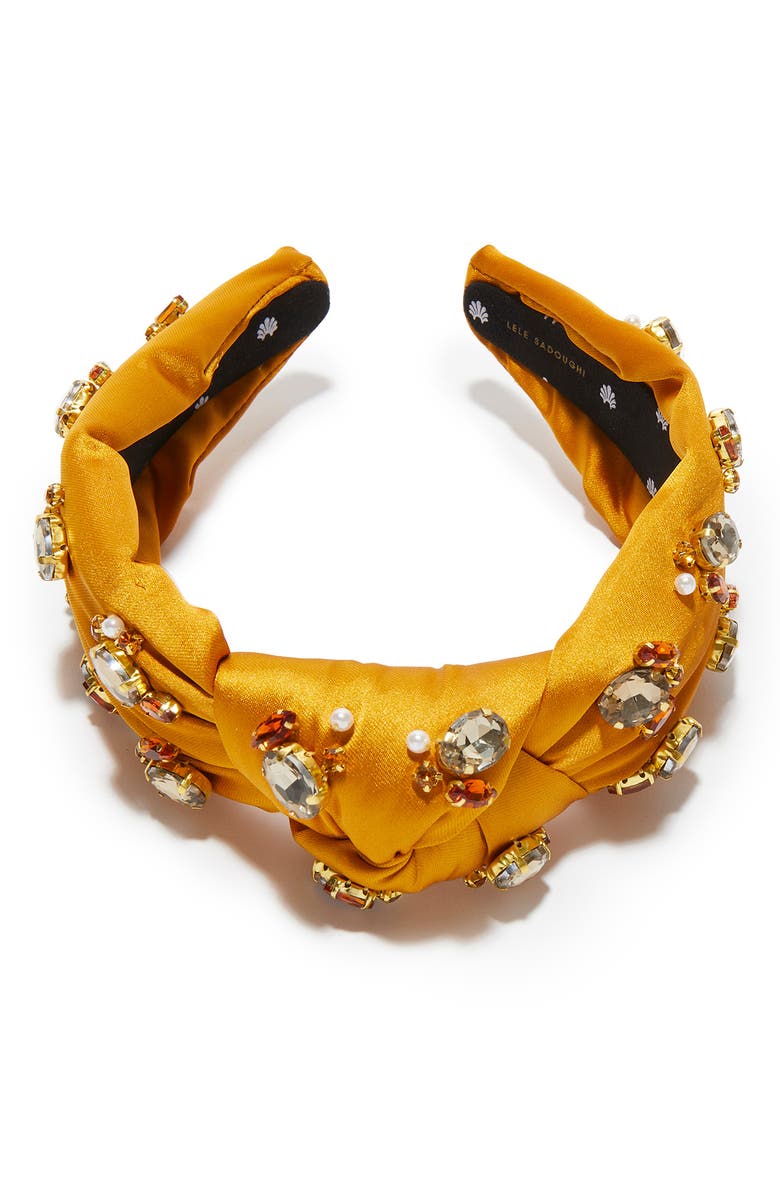 Lele Sadoughi Knotted Crystal Embellished Headband, Alternate, color, Maple