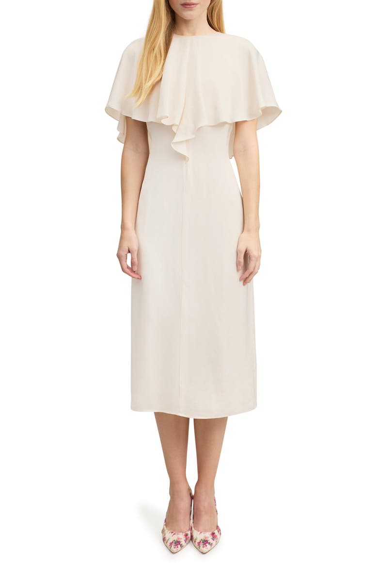 Sadie Overlay Crepe Midi A-Line Dress, Main, color, IVORY