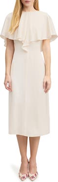 LK Bennett Sadie Overlay Crepe Midi A-Line Dress