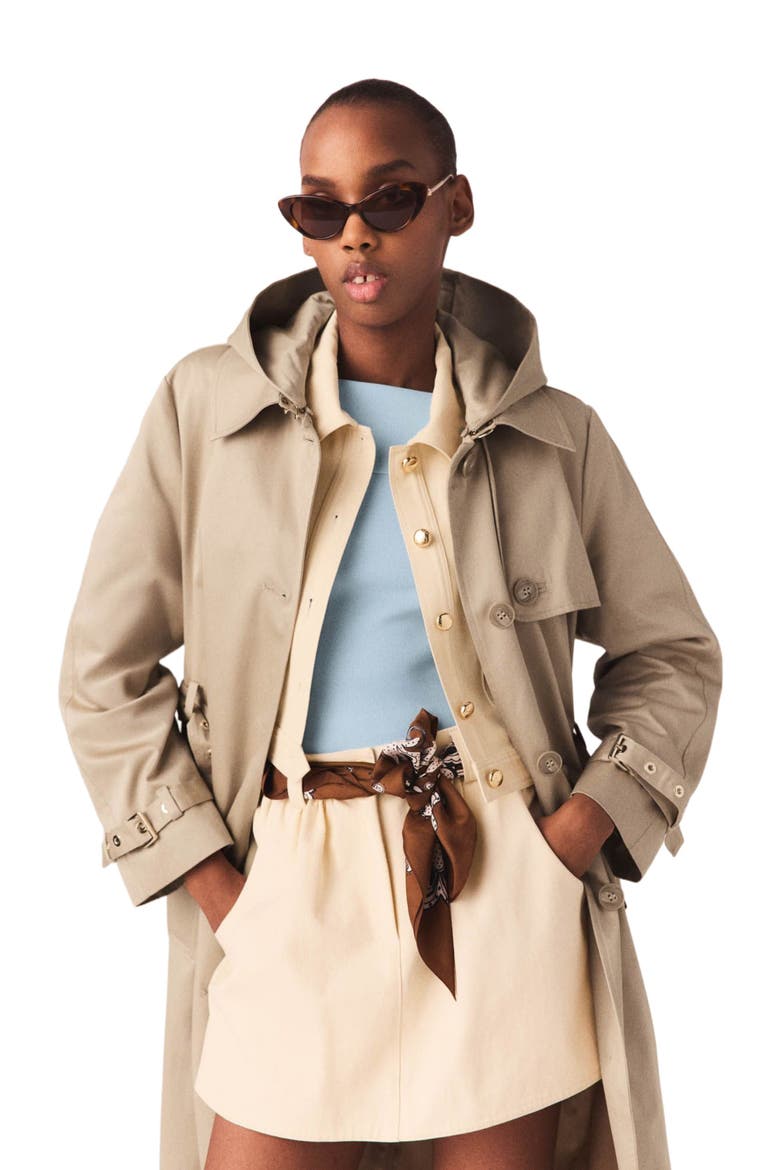 Trench with removable hood, Alternate, color, Camel