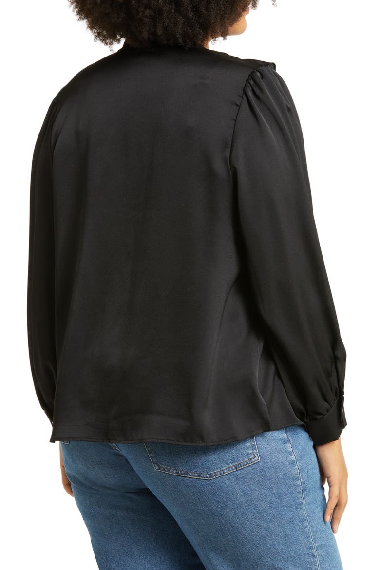Ruffle Front Blouse, Alternate, color, RICH BLACK