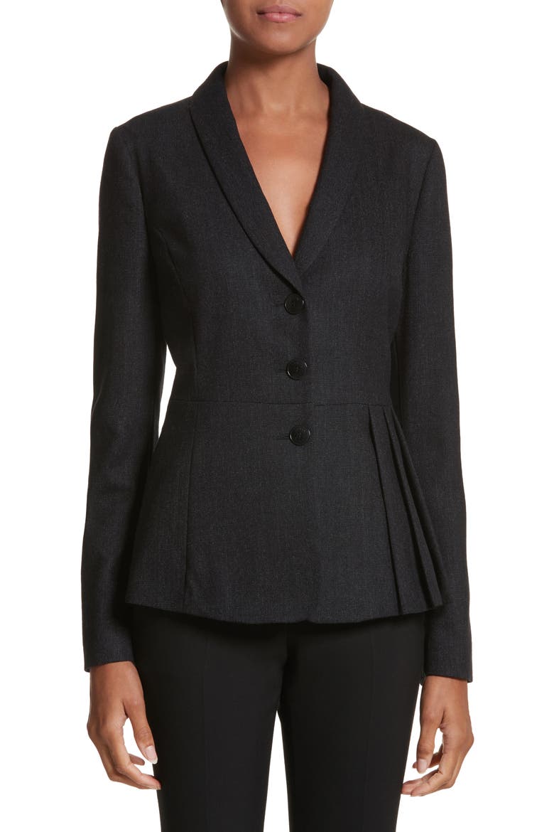 Armani Jeans Side Pleat Blazer, Main, color, CHARCOAL