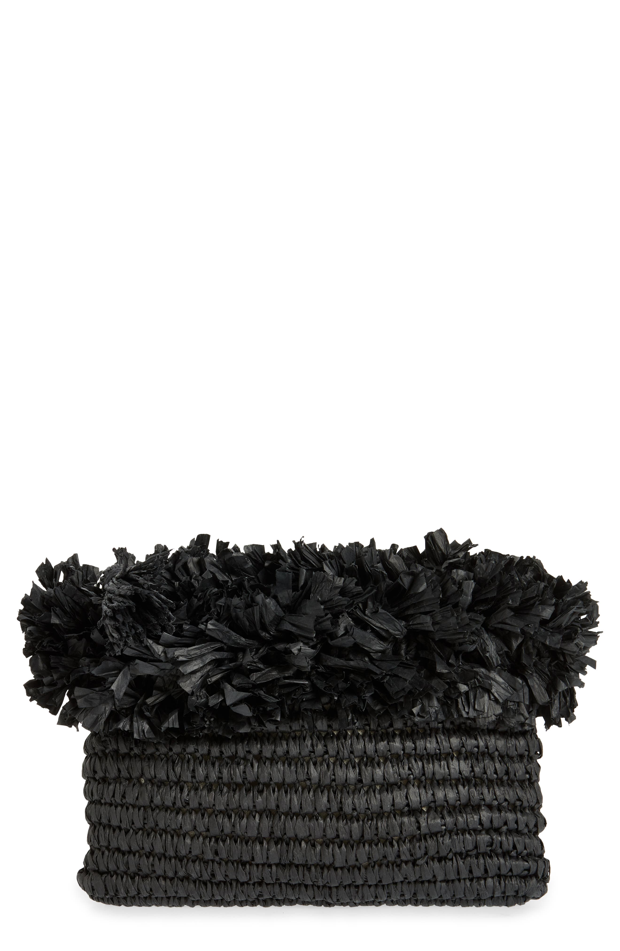 BTB Los Angeles Rose Crochet Straw Clutch, Main, color, 