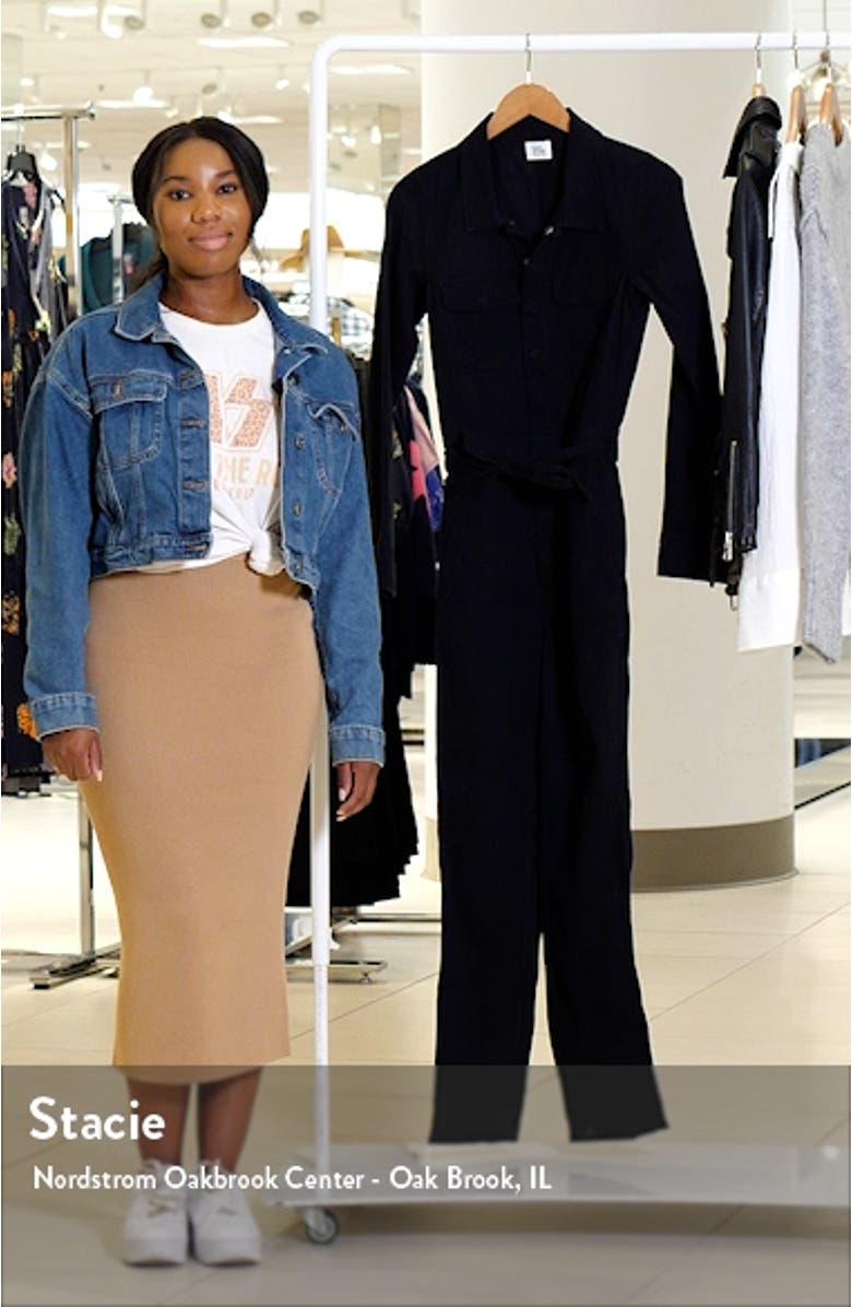 Hi-Bar Long Sleeve Denim Jumpsuit, sales video thumbnail