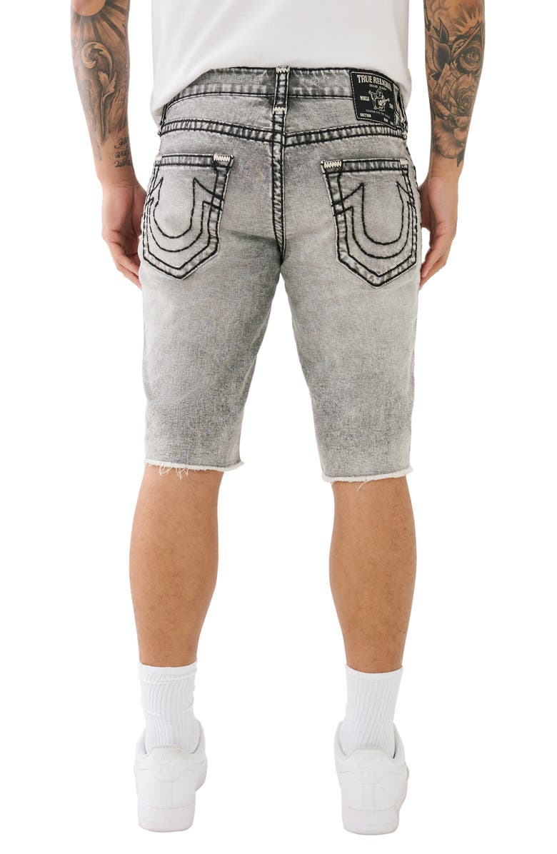 True Religion Brand Jeans Ricky Frayed Super T Straight Leg Denim Shorts, Alternate, color,