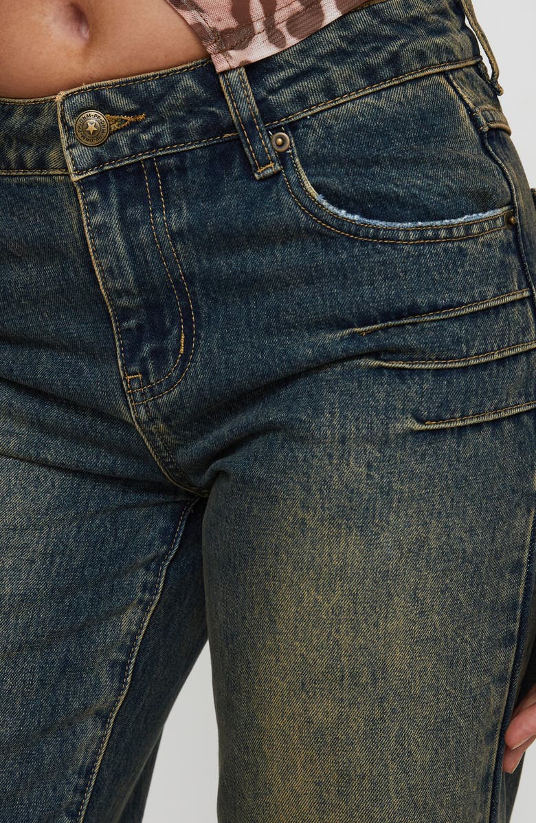 Princess Polly Inverness Pintuck Mid Rise Wide Leg Jeans, Alternate, color, 