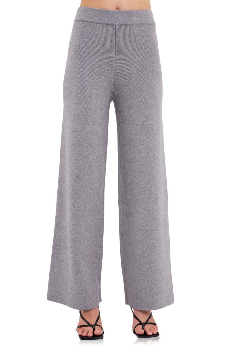 English Factory Wide Leg Knit Pants, Alternate, color, Grey