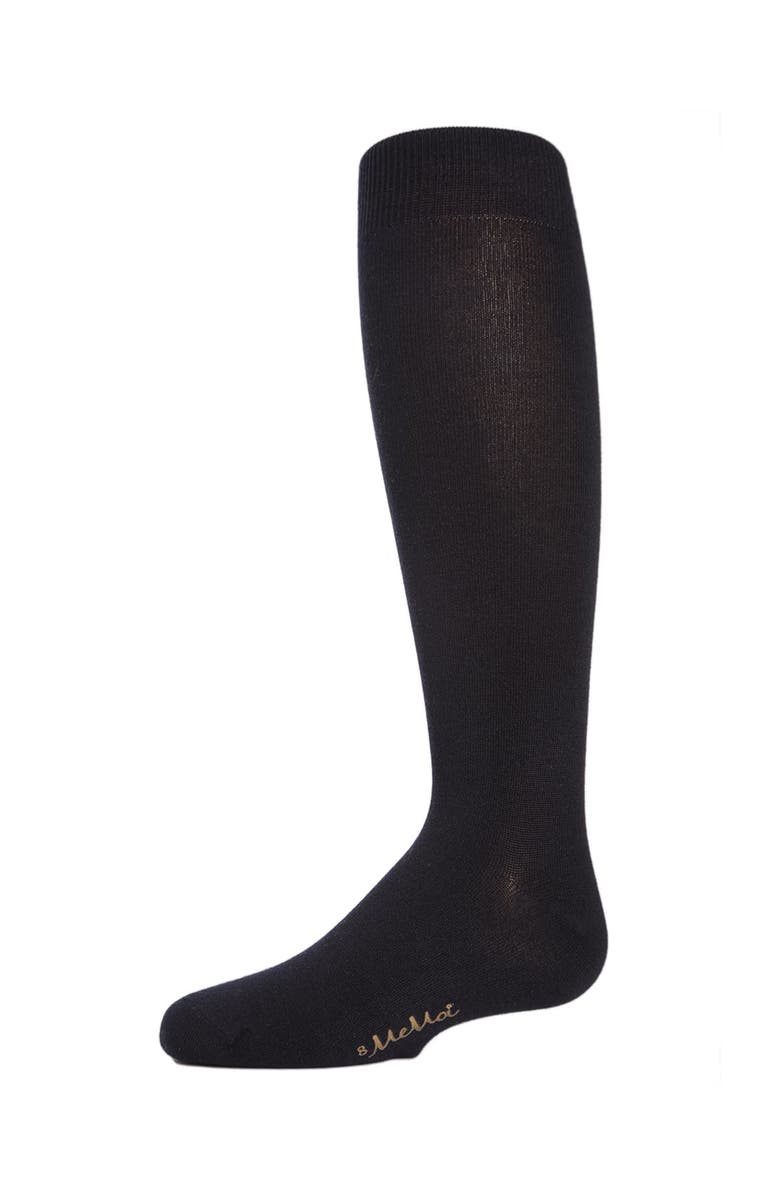 MeMoi Essential Modal Knee High Kids Socks, Main, color, Black