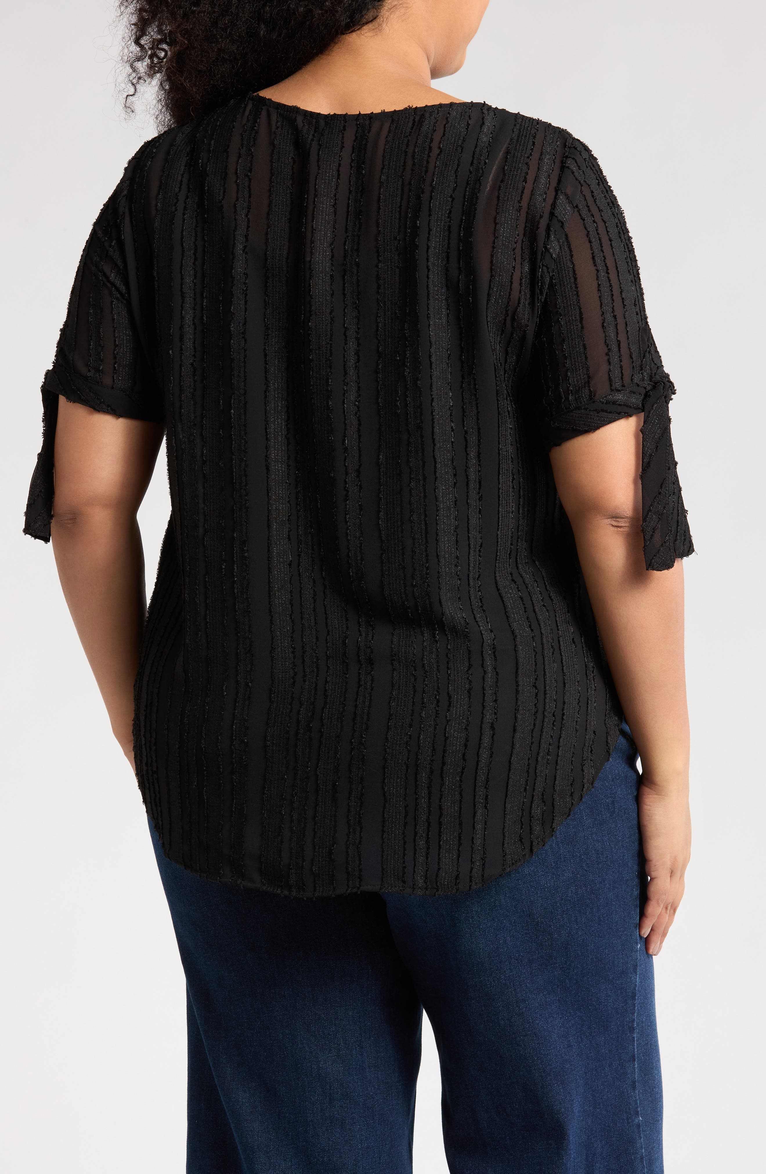Stripe Short Sleeve Semisheer Top - image 2
