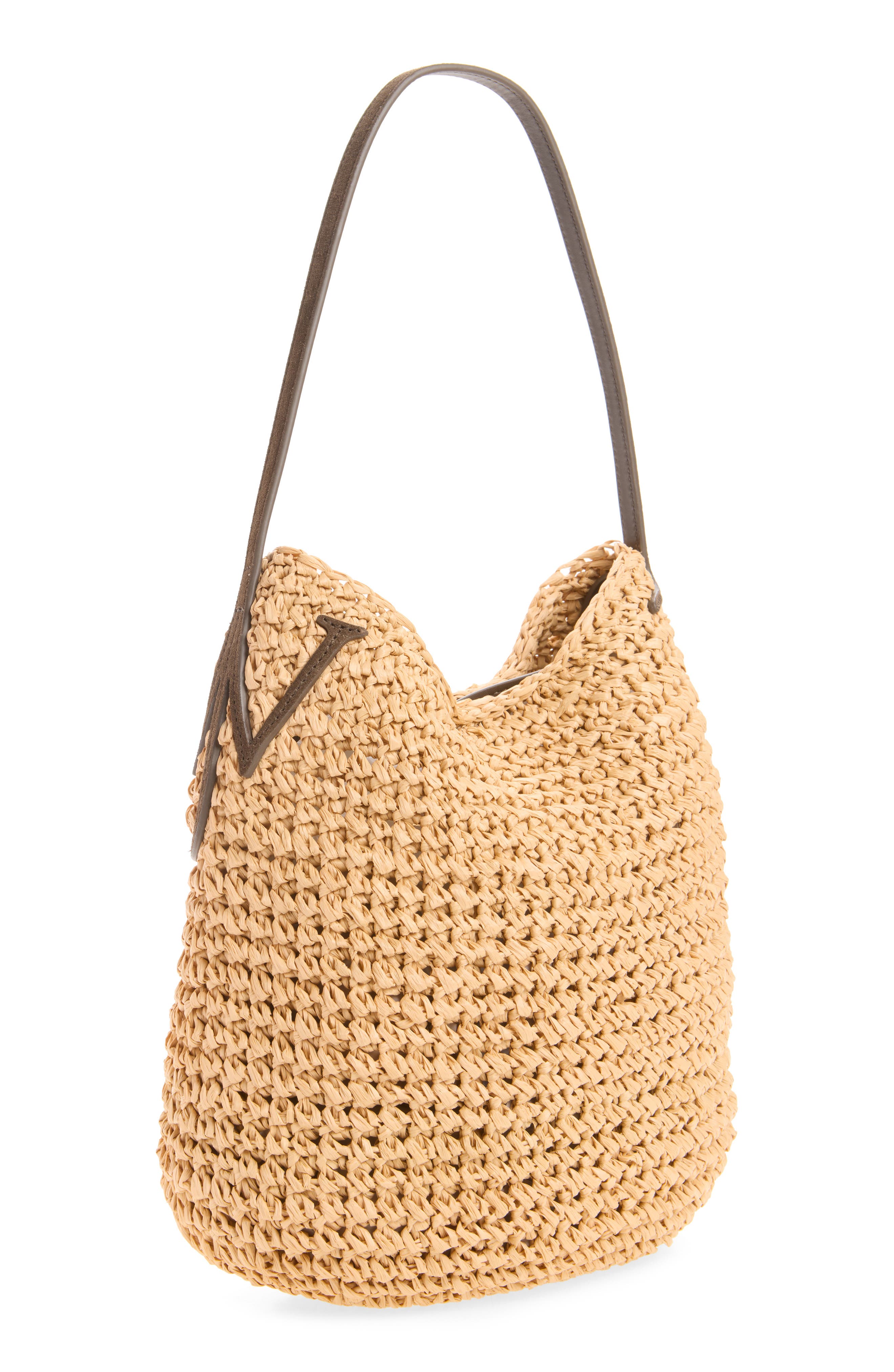 Small Raffia Bulb Hobo Bag, Main, color, NATURAL/ BROWN 094