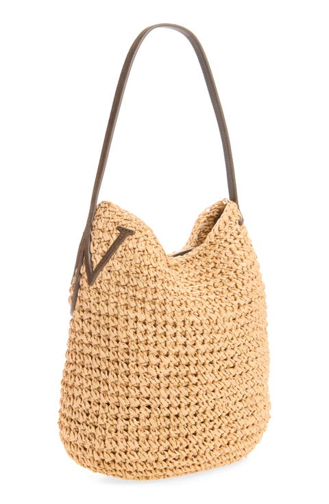 Small Raffia Bulb Hobo Bag