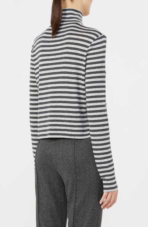 Mm By Max Mara Blasy Stripe Mock Neck Top In Black