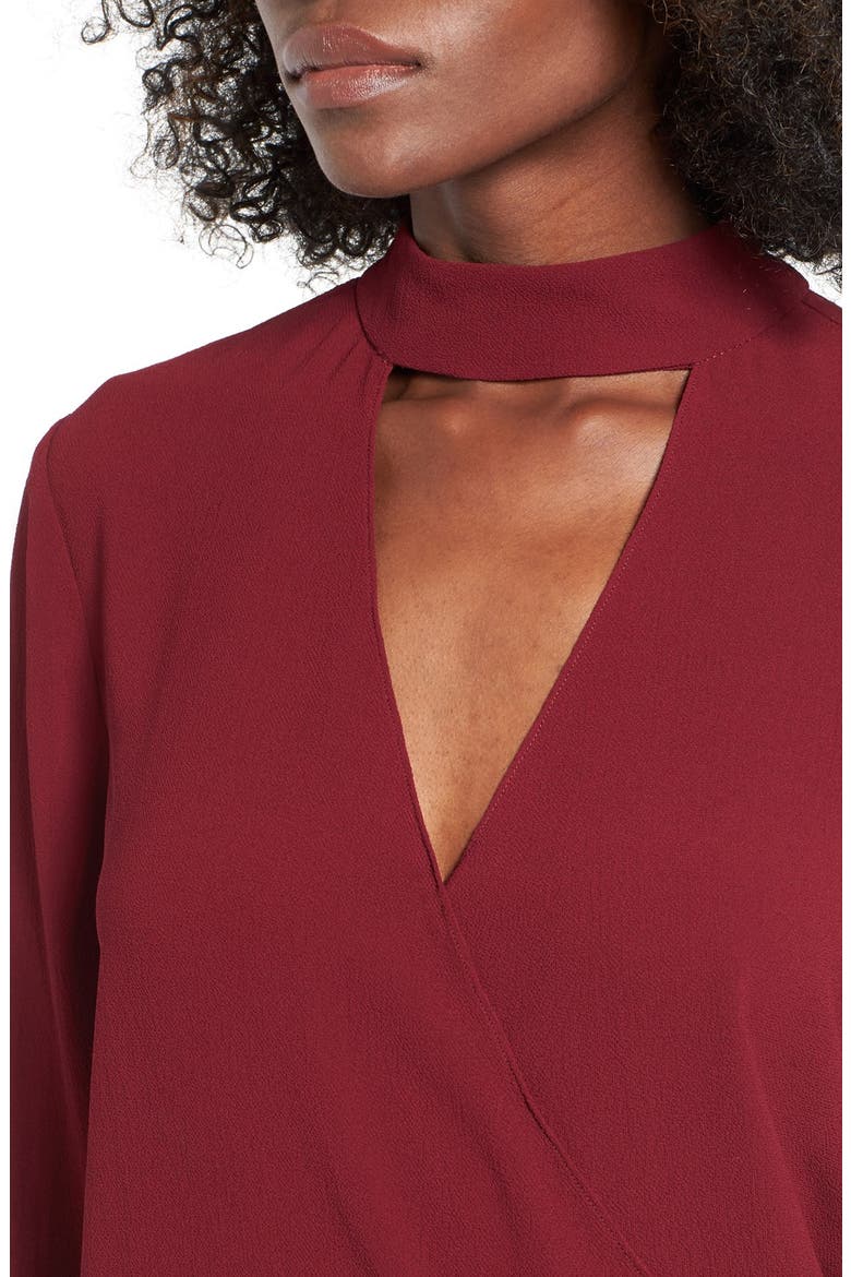 'Take Me Away' Wrap Blouse, Alternate, color, MERLOT