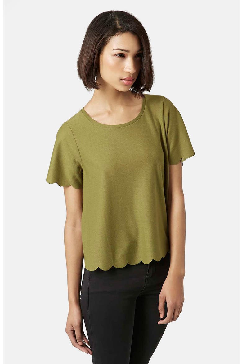 Scallop Frill Tee, Main, color, OLIVE
