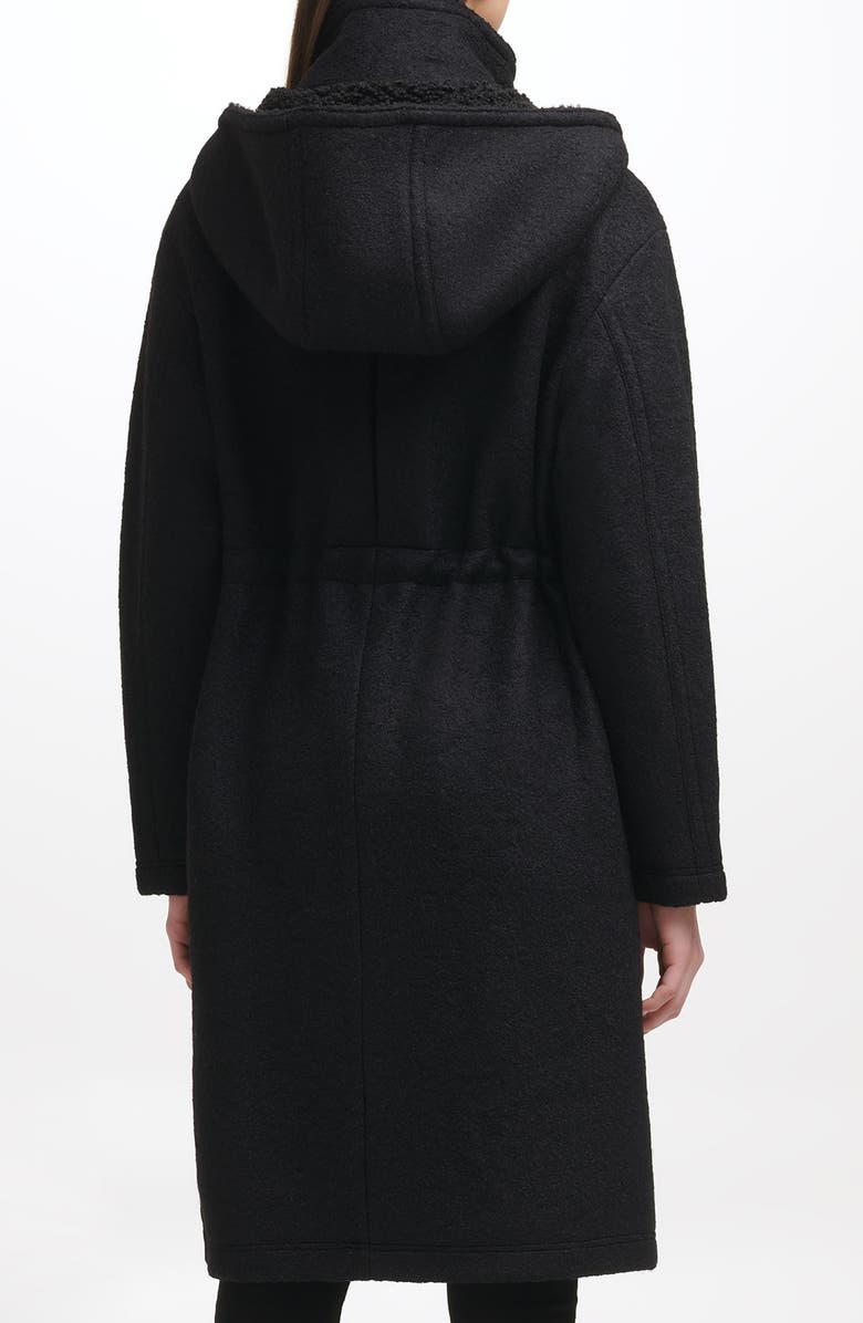 Kenneth Cole New York Faux Shearling Lined Hooded Boucle Wool Blend Anorak Jacket, Alternate, color, 