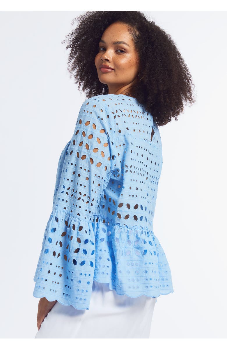 June + Vie Flounce Peplum Top, Alternate, color, Placid Blue