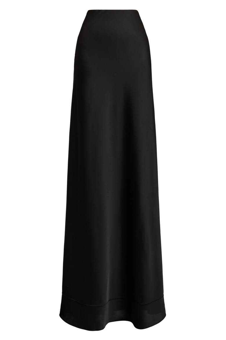 Satin Charmeuse Maxi Skirt, Alternate, color, BLACK
