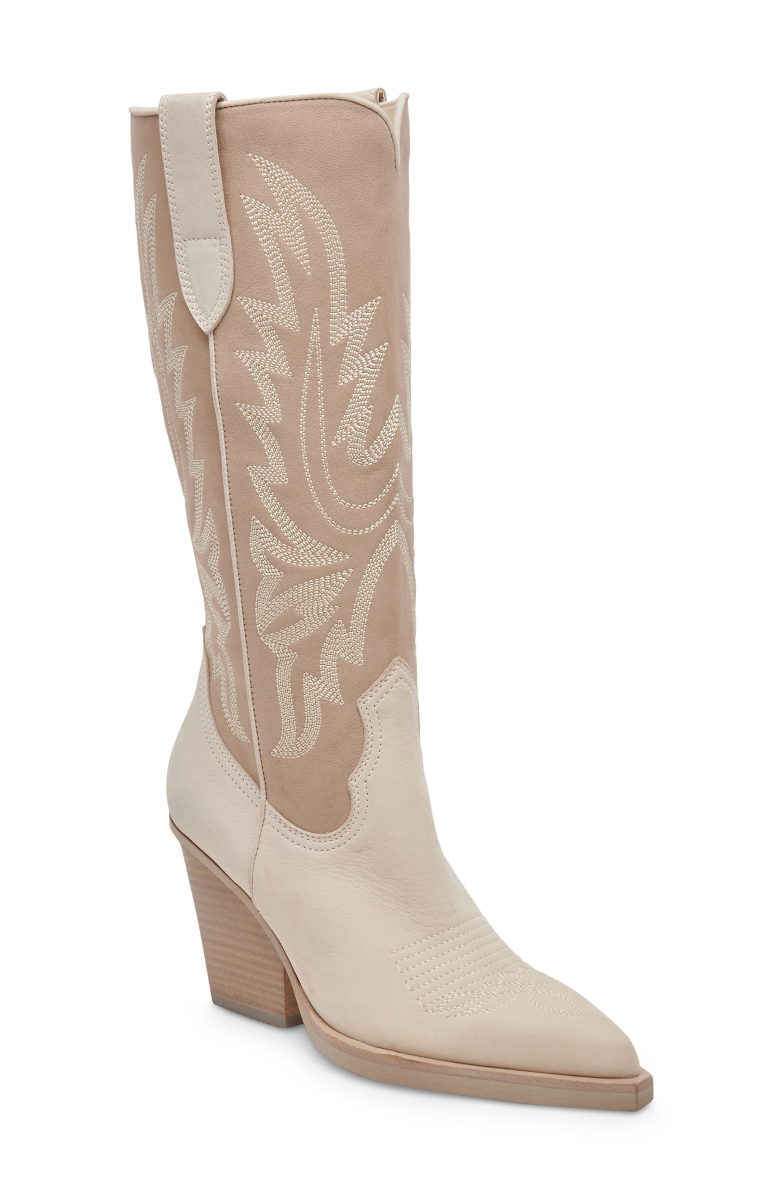 Blanch Knee High Western Boot, Main, color, TAUPE MULTI NUBUCK