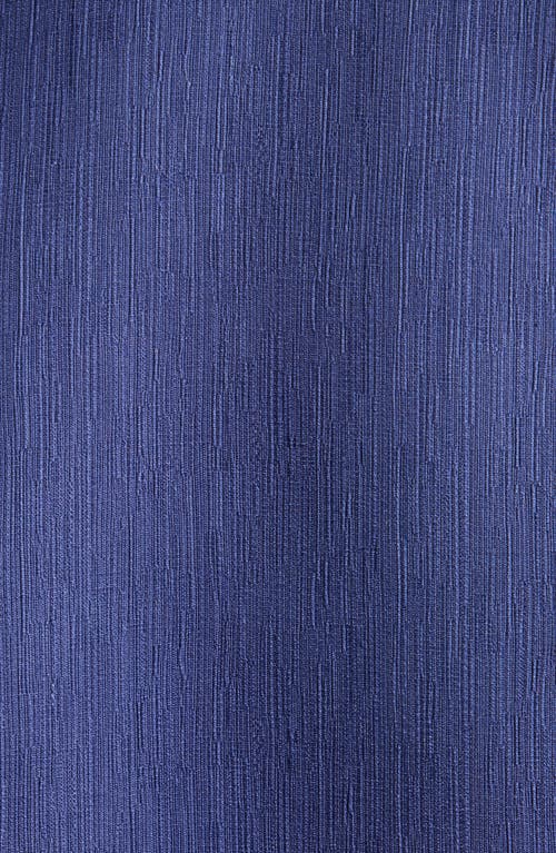 Eileen Fisher Shawl Collar Textured Silk Weave Double Breasted Jacket In Bluette
