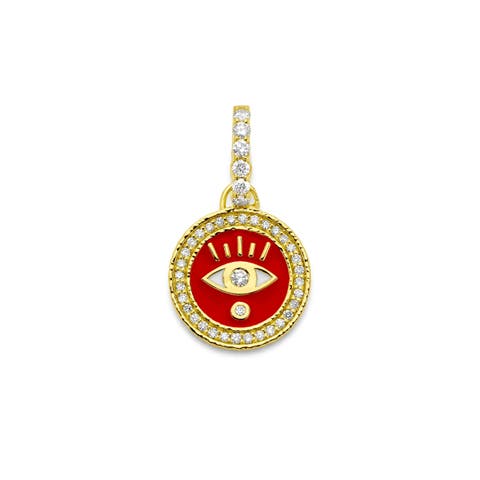 Enameled Evil Eye Charm with Diamonds