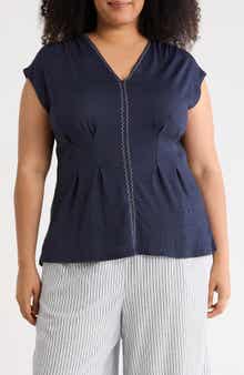 MAX STUDIO Short Sleeve V-Neck Top