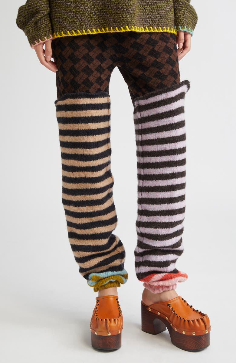 YanYan Softi Stripe Wool Blend Leg Warmers, Alternate, color, Lilac/ Beige