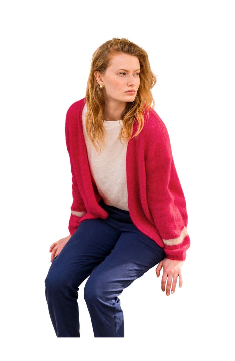 Celtic & Co. ALPACA COTTON SLOUCH CARDIGAN, Main, color, Raspberry / Oatmeal