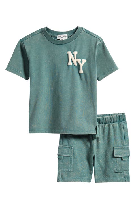 NYC Print Organic Cotton Graphic T-Shirt & Shorts Set (Baby)
