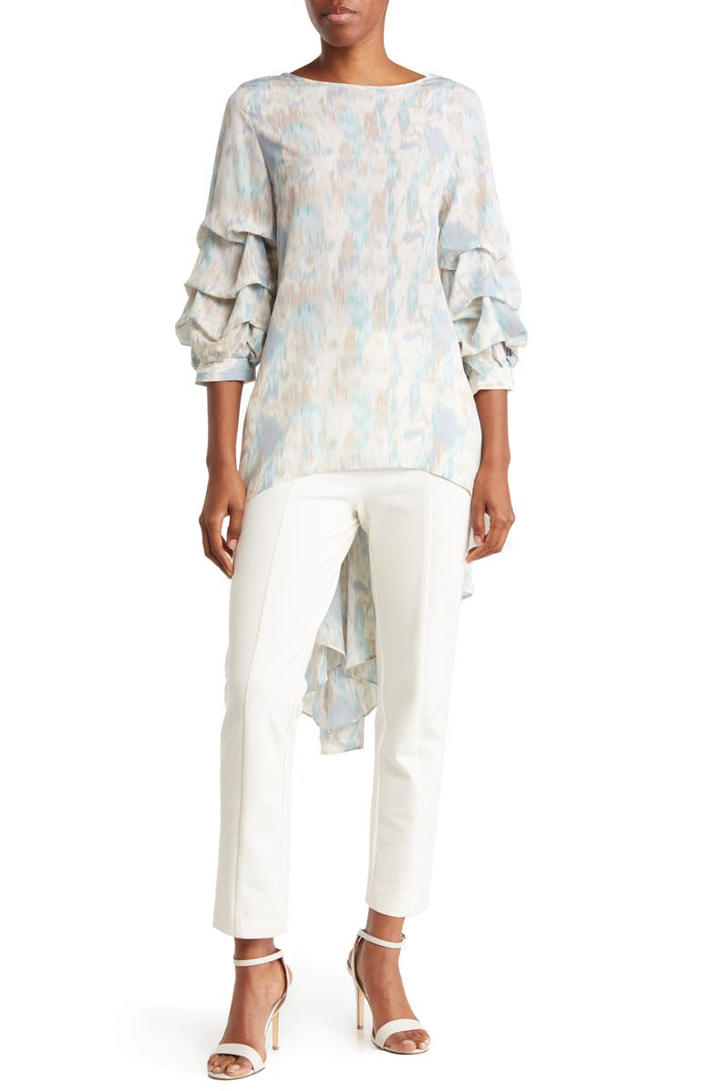 PATRIZIA LUCA Lantern Sleeve Print Tunic, Main, color, 